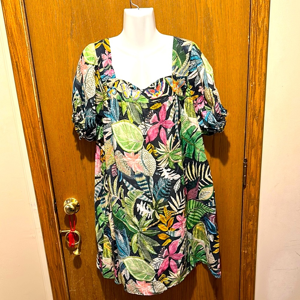 Johnny Was Leafy Print Tunic dress xl tropical floral new with tags